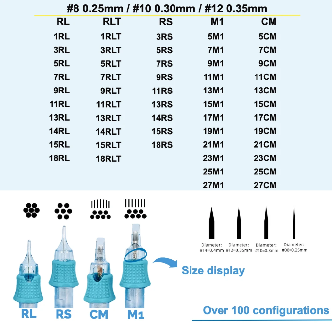 Professional Sterilized Tattoo Cartridge Needles for Round Liner Shader Curved Magnum OEM Tattoo Needle Cartridge